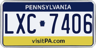 PA license plate LXC7406