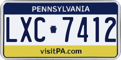 PA license plate LXC7412
