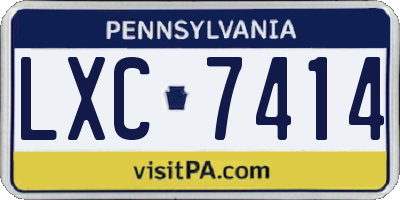 PA license plate LXC7414