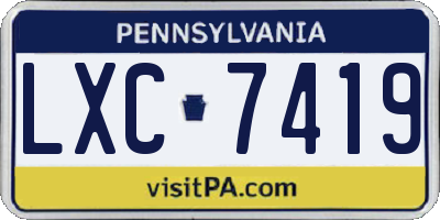 PA license plate LXC7419
