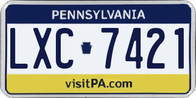 PA license plate LXC7421
