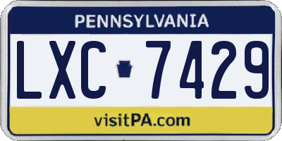 PA license plate LXC7429