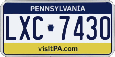 PA license plate LXC7430