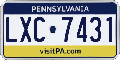 PA license plate LXC7431