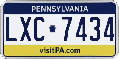 PA license plate LXC7434