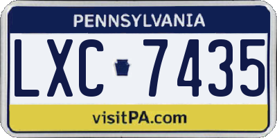 PA license plate LXC7435