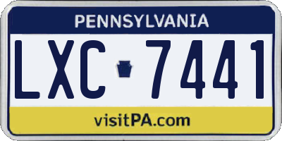 PA license plate LXC7441