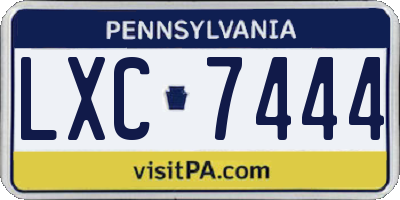 PA license plate LXC7444