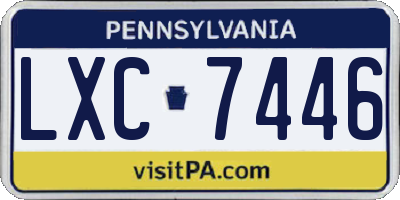 PA license plate LXC7446