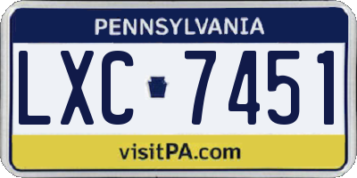 PA license plate LXC7451