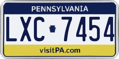 PA license plate LXC7454