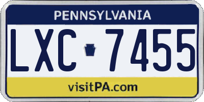 PA license plate LXC7455
