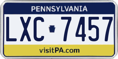 PA license plate LXC7457
