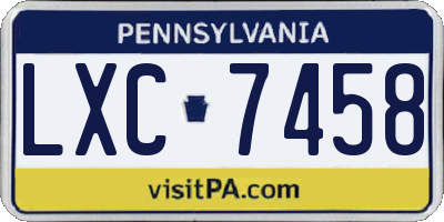 PA license plate LXC7458