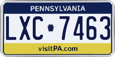 PA license plate LXC7463