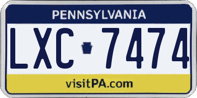 PA license plate LXC7474