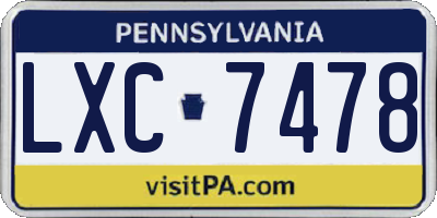 PA license plate LXC7478