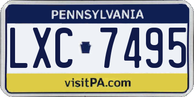 PA license plate LXC7495