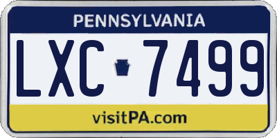 PA license plate LXC7499