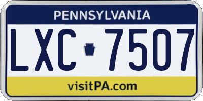 PA license plate LXC7507