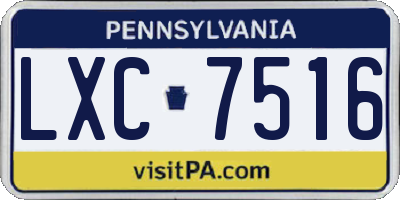 PA license plate LXC7516
