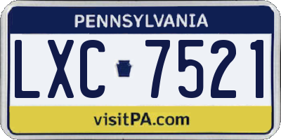 PA license plate LXC7521