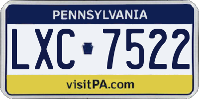 PA license plate LXC7522