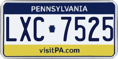 PA license plate LXC7525