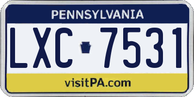 PA license plate LXC7531