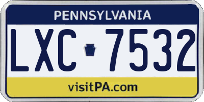 PA license plate LXC7532