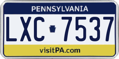 PA license plate LXC7537