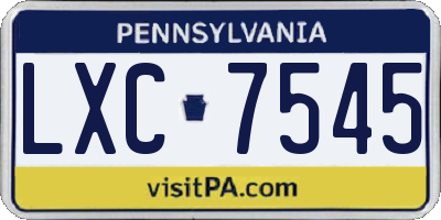PA license plate LXC7545