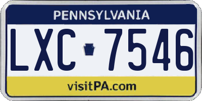 PA license plate LXC7546