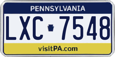 PA license plate LXC7548