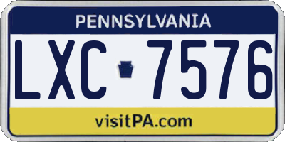 PA license plate LXC7576
