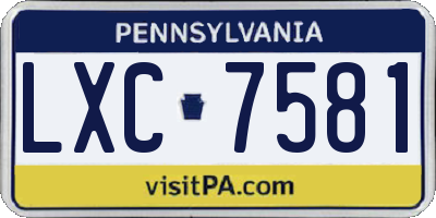 PA license plate LXC7581