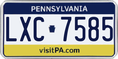 PA license plate LXC7585