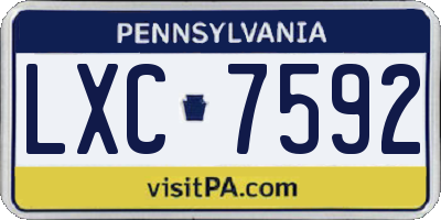 PA license plate LXC7592