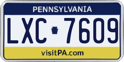 PA license plate LXC7609
