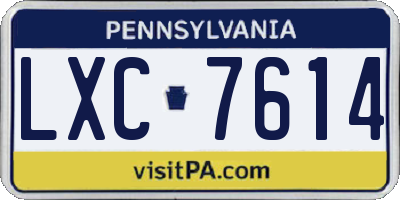 PA license plate LXC7614