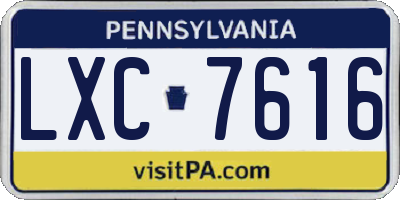 PA license plate LXC7616