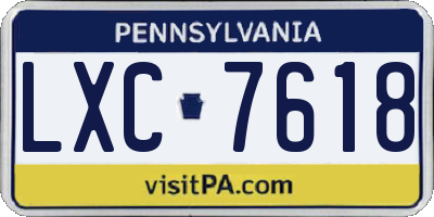 PA license plate LXC7618