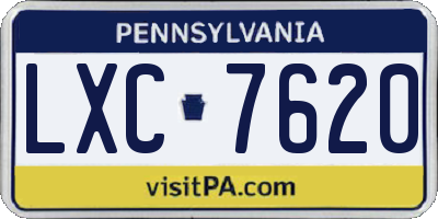 PA license plate LXC7620