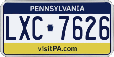 PA license plate LXC7626