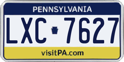 PA license plate LXC7627