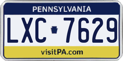 PA license plate LXC7629