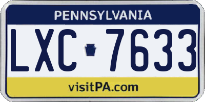 PA license plate LXC7633