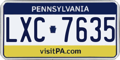 PA license plate LXC7635