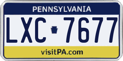 PA license plate LXC7677