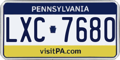 PA license plate LXC7680